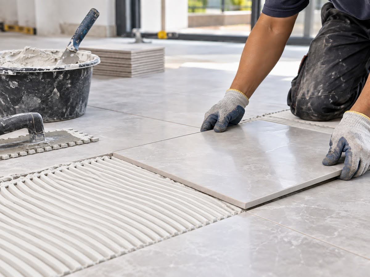 Polymer-modified tile adhesive